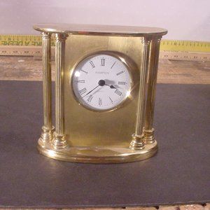 HAMPTON Vintage Quartz Clock 12888 - Brass Metal Column Design